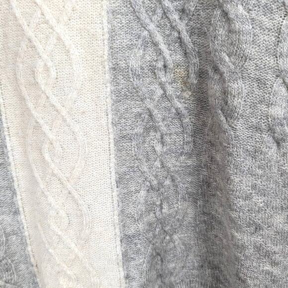 Topshop Light Gray and Cream Cable Knit Open Front Long Cardigan Sweater Size 4 - Picture 11 of 11